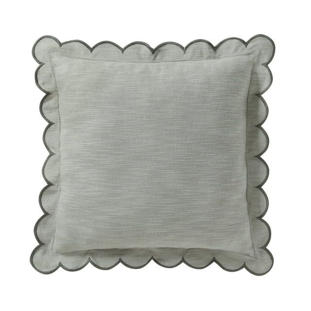 19" x 19" Sage Green Scallop Flange Cotton-Rich Decorate Pillow | Walmart (US)