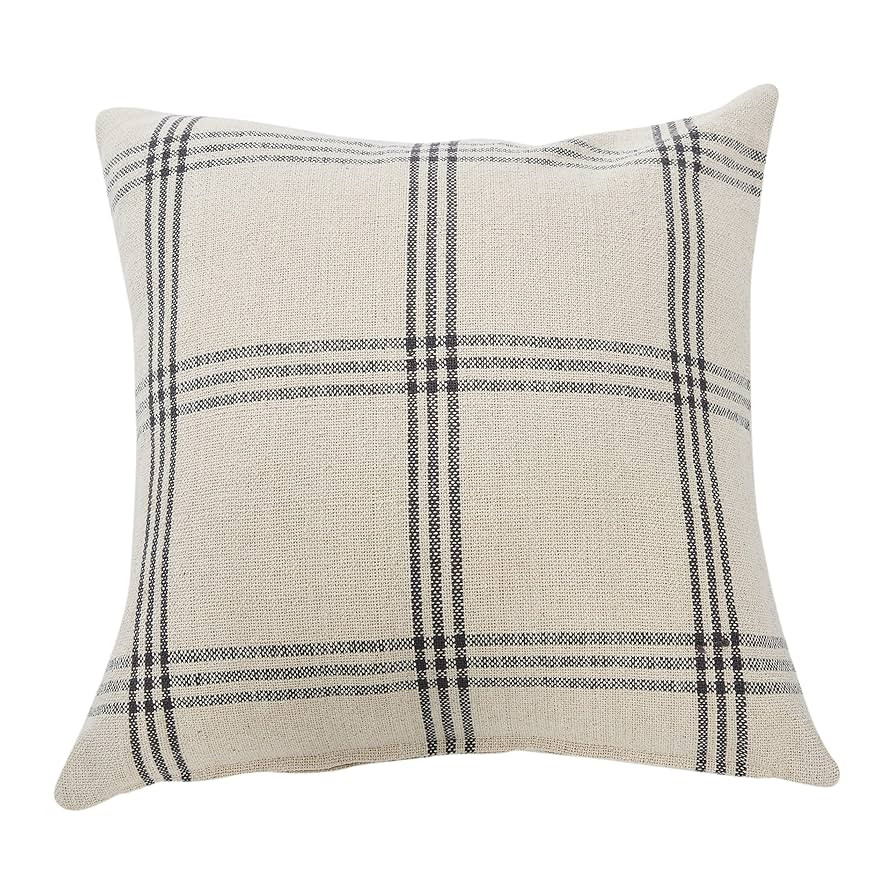 Creative Co-Op Square Plaid Cotton Pillow Cover, Grey, 20" x 20" | Amazon (US)