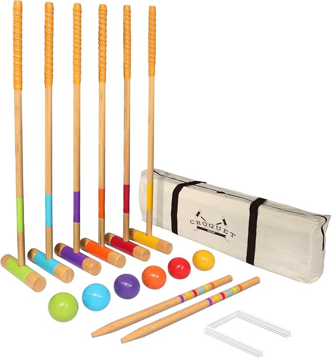 GoSports Six Player Croquet Set for Adults & Kids - Modern Wood Design - Choose Deluxe (35") or S... | Amazon (US)