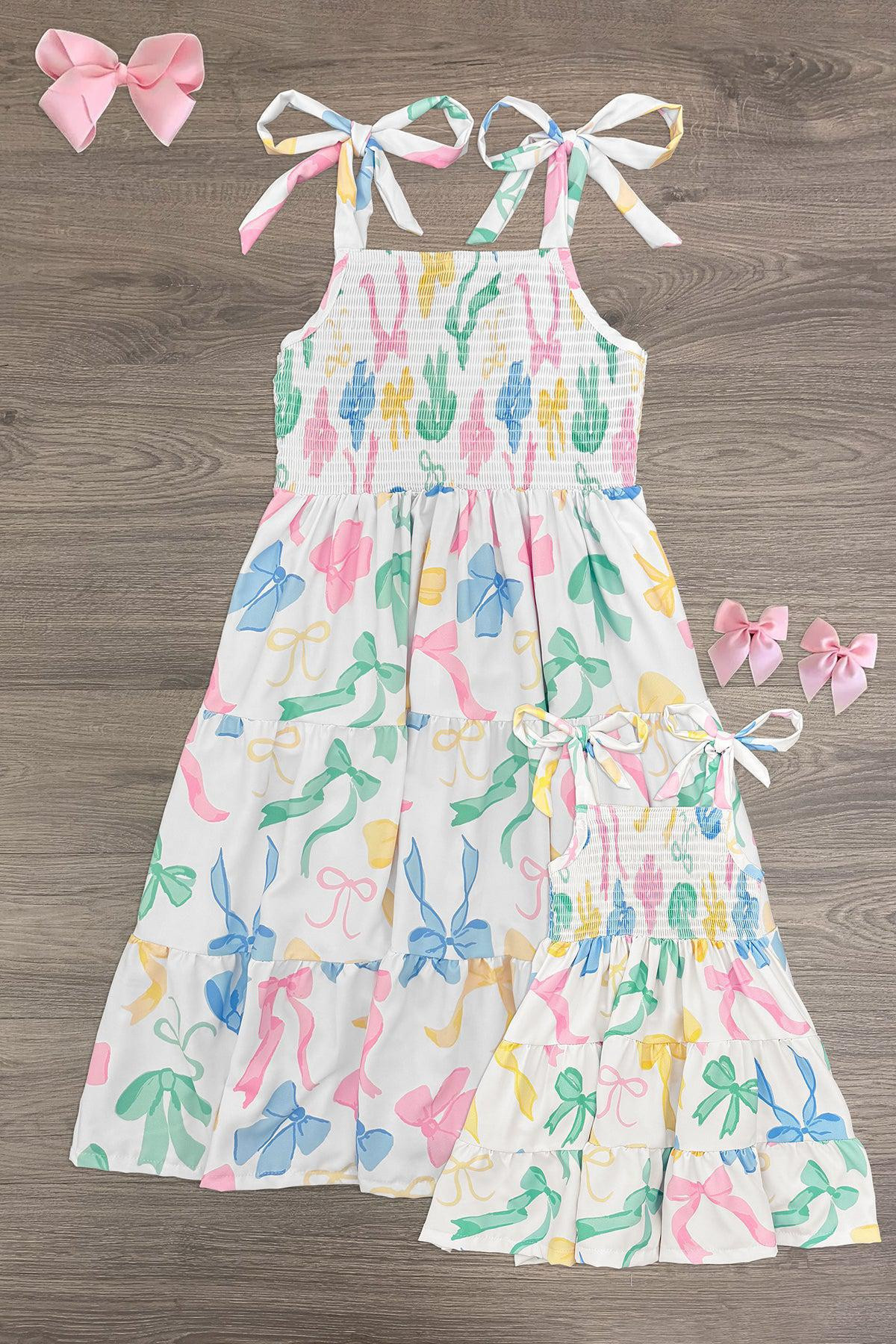 Mom & Me - Pastel Bows Ruffle Dress | Sparkle In Pink