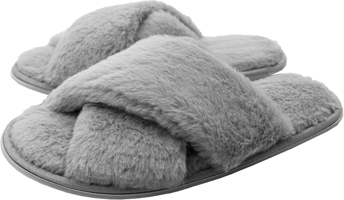 Women's Soft Plush Fleece House Slippers Open Toe Indoor for Girls | Amazon (US)