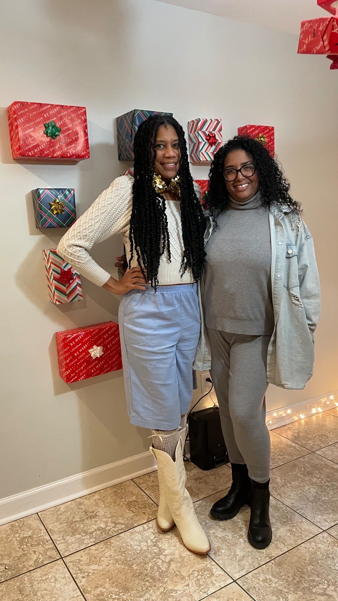 Cable knit cream sweater +
Light blue wide leg shorts +
Over the knee socks +
Cream boots

#LTKmomlife #LTKOver40 #LTKootd