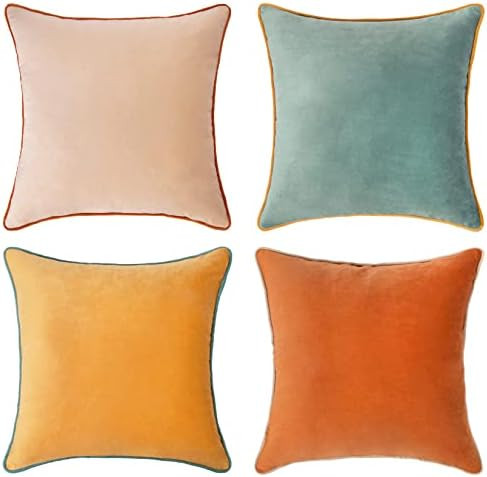 WEMEON Decorative Throw Pillow Covers Cushion Cases 18x18in Set of 4,Solid Color Pillows Soft Dec... | Amazon (US)