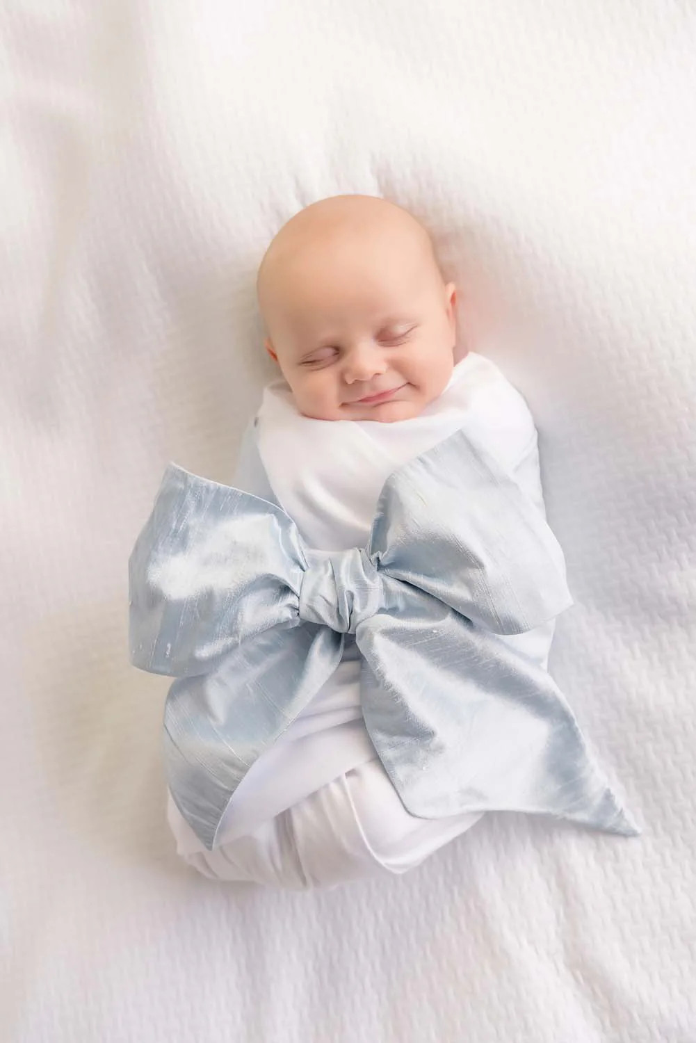 Bow Swaddle ® - Sea Blue Silk | The Beaufort Bonnet Company