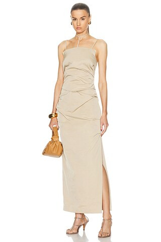Rachel Gilbert Prescott Dress in Tan - Tan. Size 2 (also in ). | FWRD 