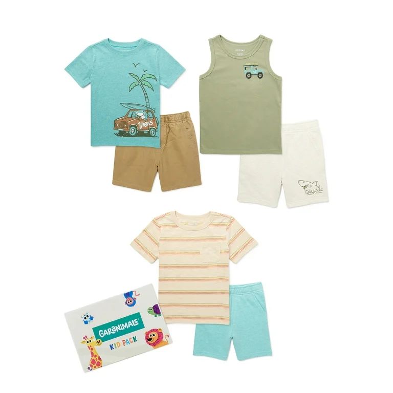 Garanimals Toddler Boys’ Mix and Match Outfits Kid-Pack, 6-Piece, Sizes 18M-5T | Walmart (US)