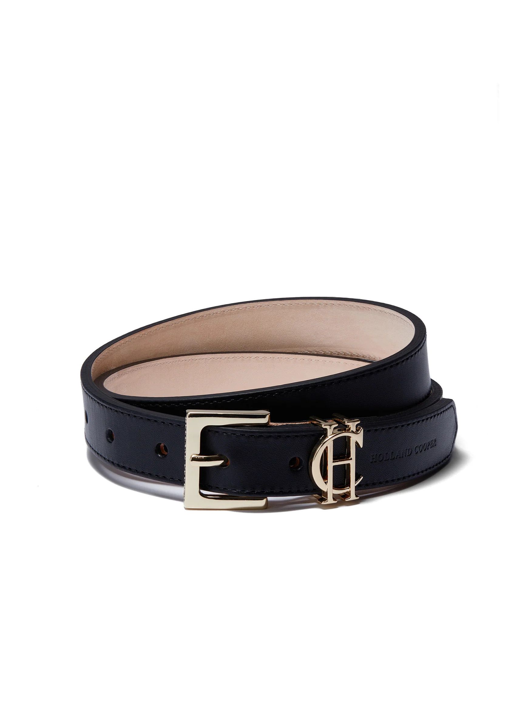 HC Slim Logo Belt (Black) | Holland Cooper