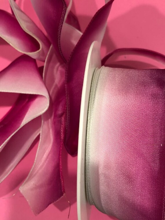 Pink to White Ombre Ribbon, Fushia Ombre, Wired Ribbon, 3 yards, | Etsy (US)