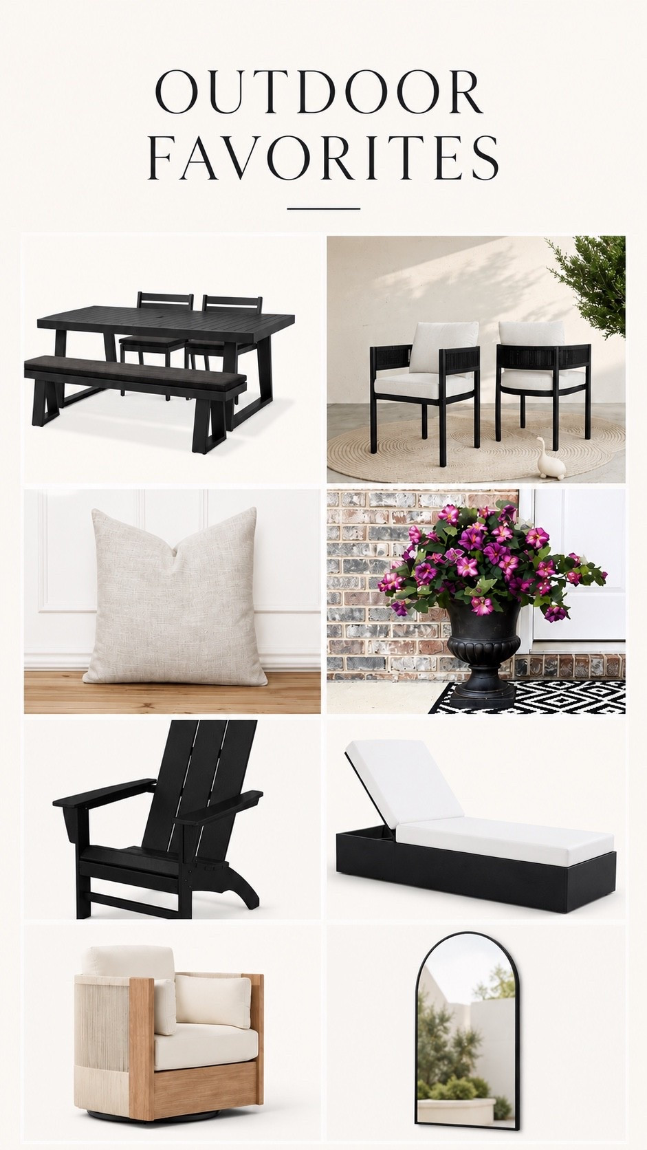 Outdoor Favorites for Summer

A curated collection of outdoor finds that feel elevated, timeless, and designer-inspired. I’m loving the mix of black accents, warm neutrals, cozy textures, and affordable pieces that instantly make an outdoor space feel more custom and collected. Perfect for patios, decks, porches, and summer entertaining.

#LTKSeasonal #LTKHome #LTKSaleAlert