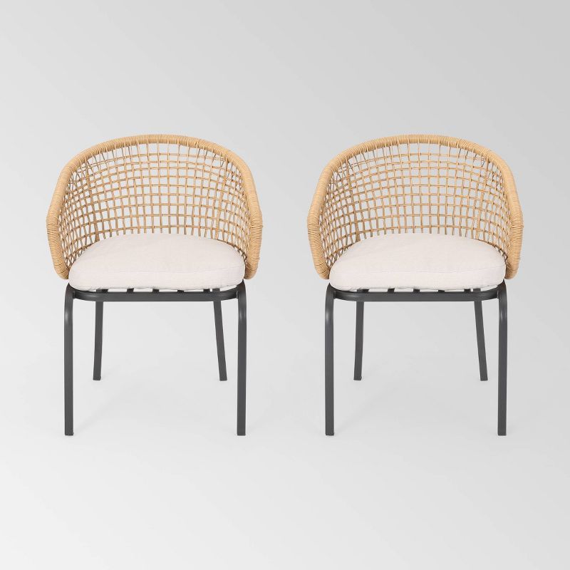 Arias Set of 2 Wicker Club Chair - Light Brown/Beige - Christopher Knight Home | Target