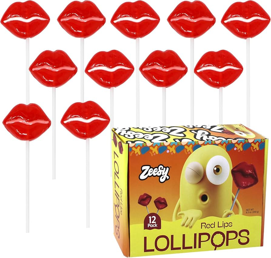 Red Lip Lollipops - 12 Individually Wrapped Strawberry Flavored Lip Shaped Candy - Fun Suckers fo... | Amazon (US)