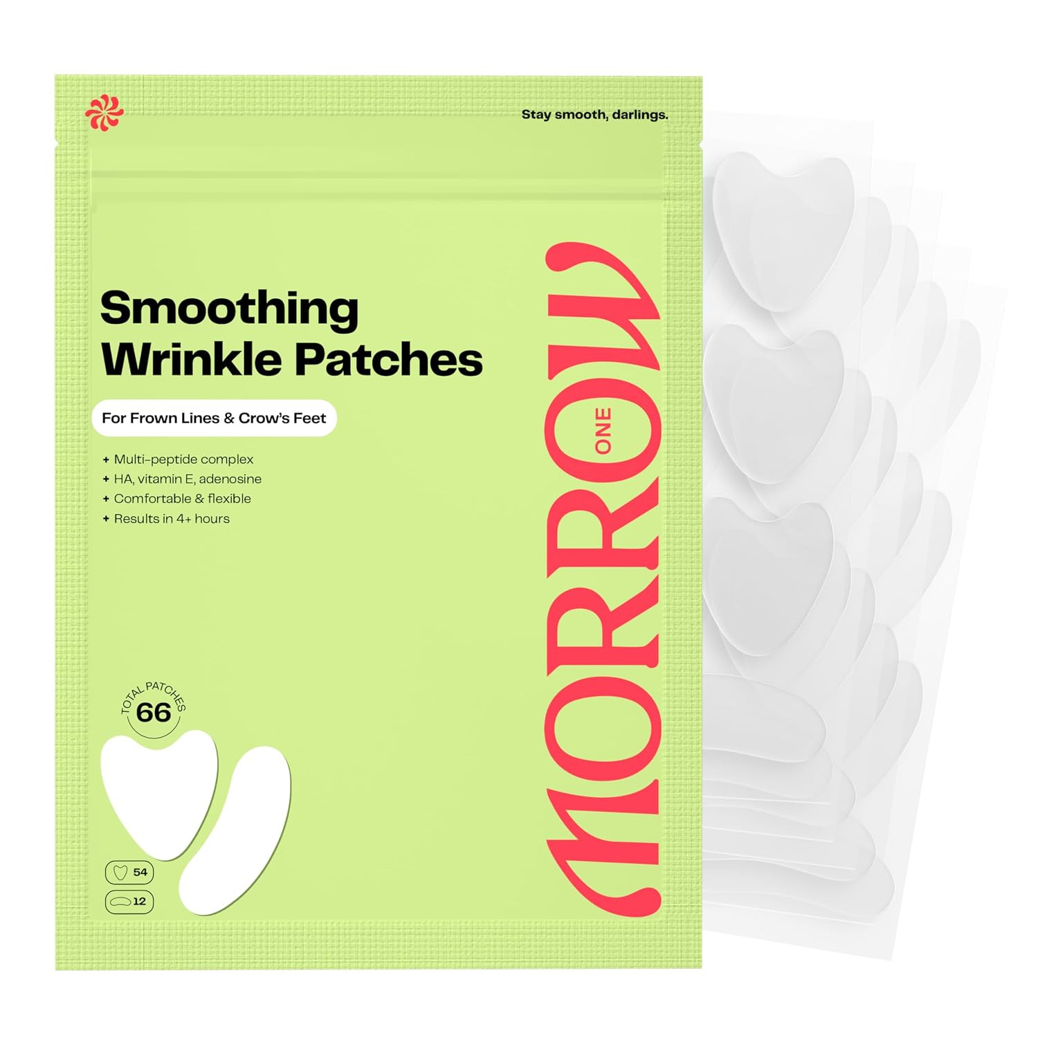 Morrow Beauty - Peptide-Infused Smoothing Wrinkle Patches - Overnight Patches for Smoothing Fine Lines and Wrinkles, Anti Aging Stickers for Crow's Feet, Elevens, Smile Lines (66 Count) | Amazon (US)