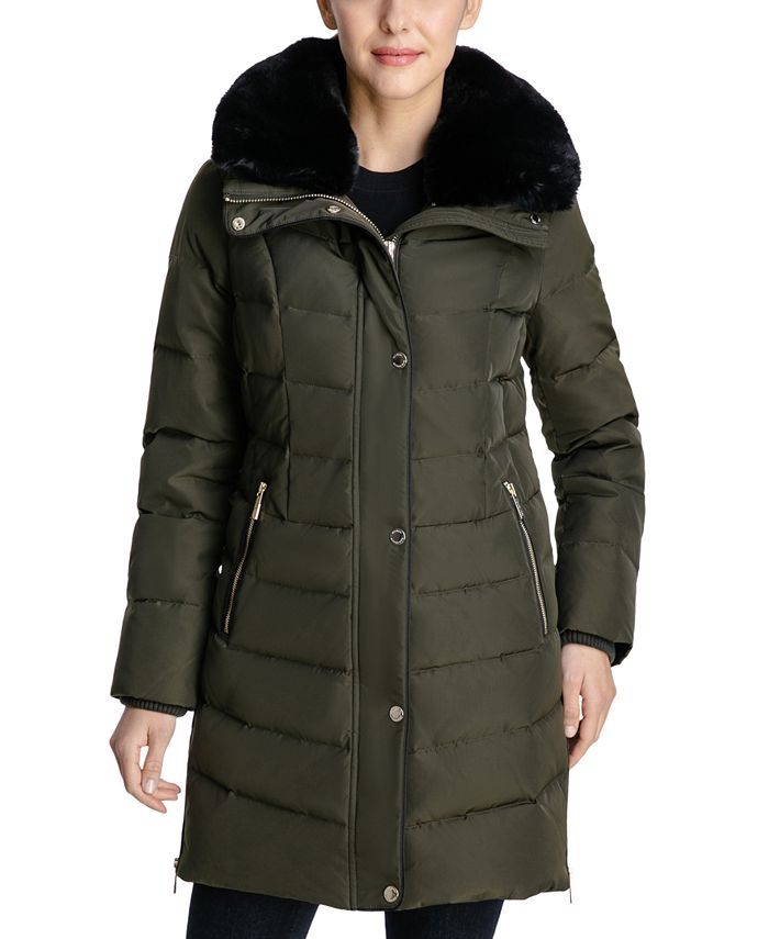 Michael Kors Women's Faux-Fur-Collar Hooded Down Puffer Coat, Created for Macy's & Reviews - Coat... | Macys (US)