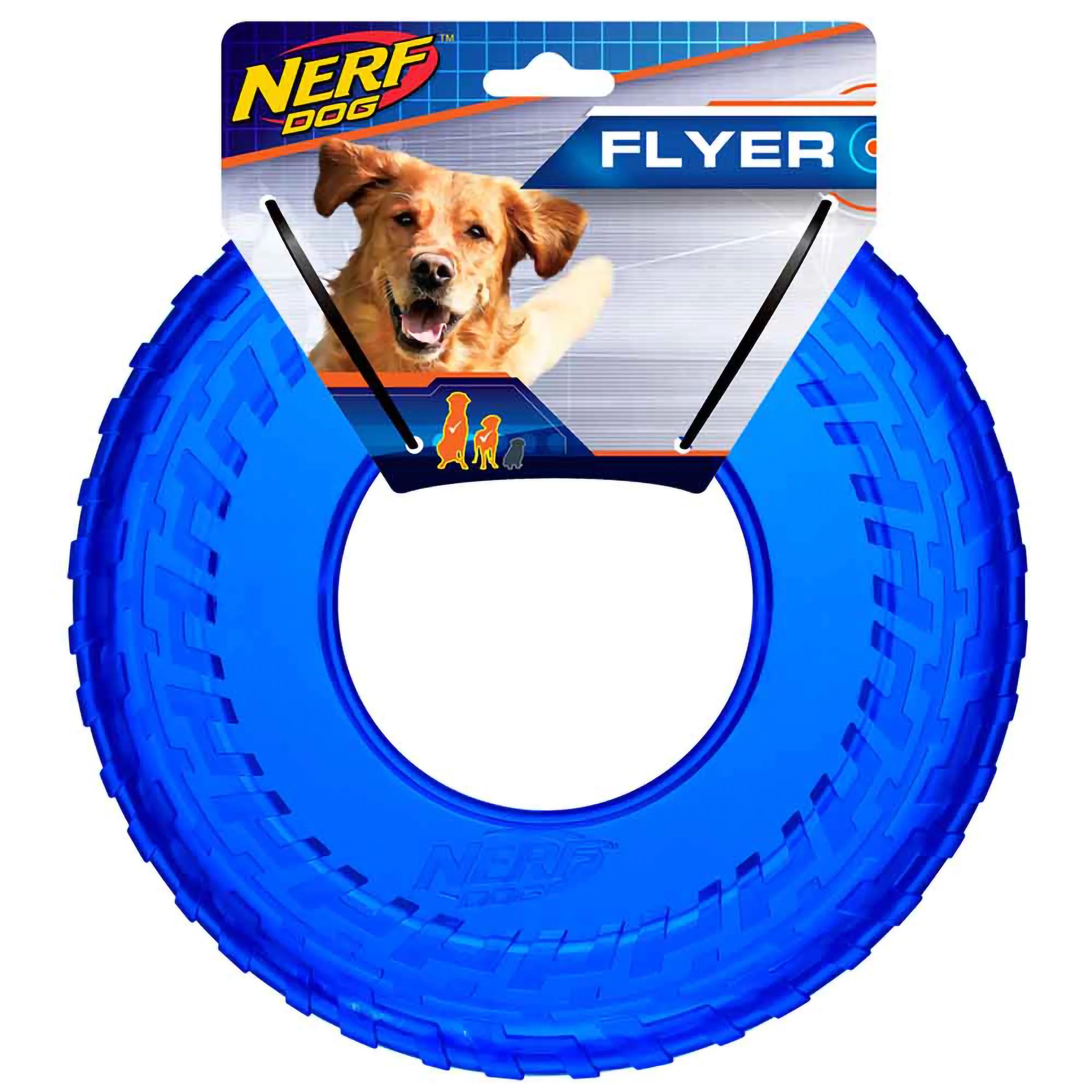 Nerf Dog 10-Inch Rubber Tire Flyer Dog Toy Frisbee, Translucent Blue - Walmart.com | Walmart (US)