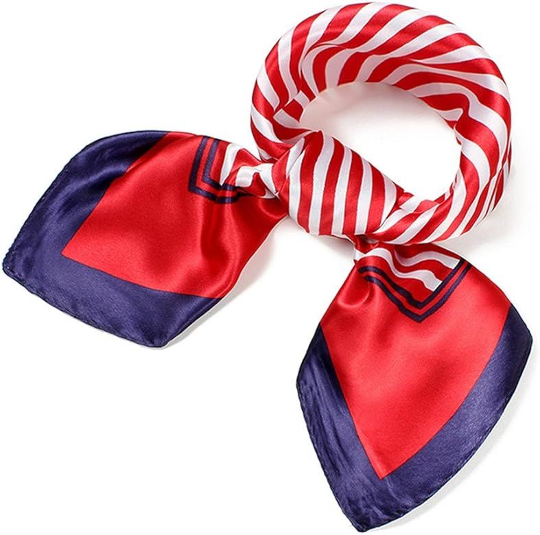 QBSM Womens 23.6 inch Satin Silk Feeling Formal Square Neck Scarf Head Hair Wraps | Amazon (US)