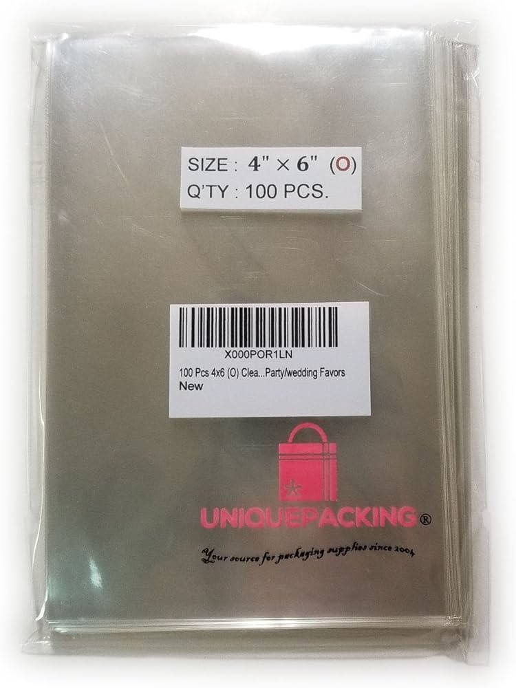 UNIQUEPACKING 100 Pcs 4x6 Inches (O) Clear Flat Open-End Cello Cellophane Bags Good for Bakery, P... | Amazon (US)