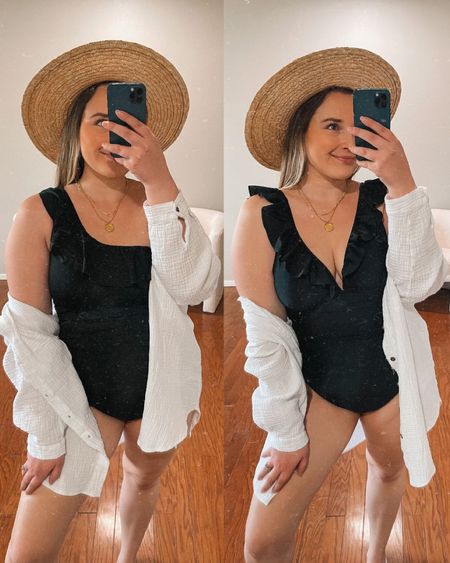 Flattering swimsuits for curvy girls - amazon swimsuits - black one piece swimsuit - free people dupes - swim coverup - beach outfits - straw hats - beach hat - amazon free people lookalike - tummy control - postpartum - amazon swimsuit try on - honeymoon outfits - gifts for brides - wifey hat 


#LTKswim #LTKunder50 #LTKcurves