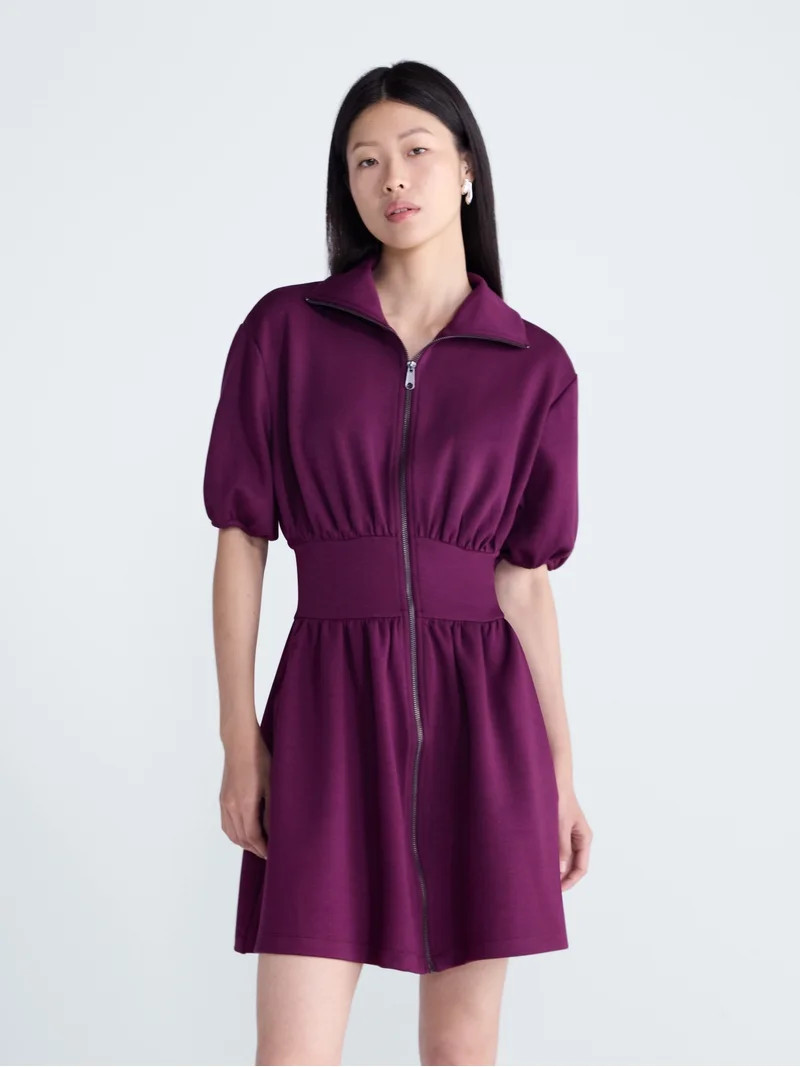 Scoop Women's and Women's Plus Scubaknit Zip Front Dress, Sizes XS-4X | Walmart (US)