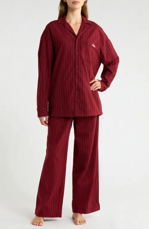 SKIMS Elevated Flannel Pajamas in Merlot at Nordstrom, Size Small | Nordstrom