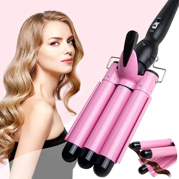 3 Barrel Curling Iron Wand - Dual Voltage Temperature Adjustable 25mm Hair Crimper,1 Inch Ceramic... | Amazon (US)