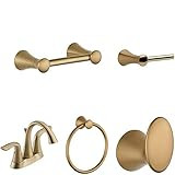 Delta Faucet Lahara Gold Bathroom Faucet with Coordinating Bathroom Accessories Included, Bathroom S | Amazon (US)