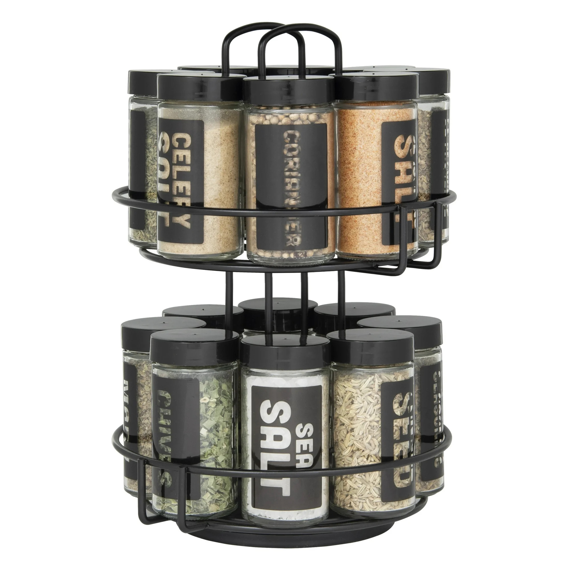 Kamenstein 16 Jar Metal Spice Rack Spices Included 11 in Tall Black - Walmart.com | Walmart (US)
