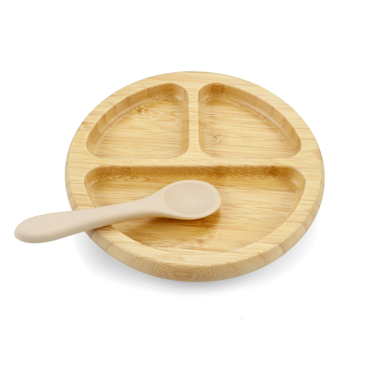 PandaEar Bamboo Suction Plate, Wooden Baby Plates with Silicone Spoons for Toddlers & Kids, Divid... | Amazon (US)