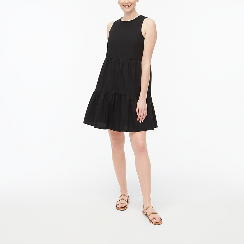 Sleeveless tiered mini dress in cotton poplin | J.Crew Factory