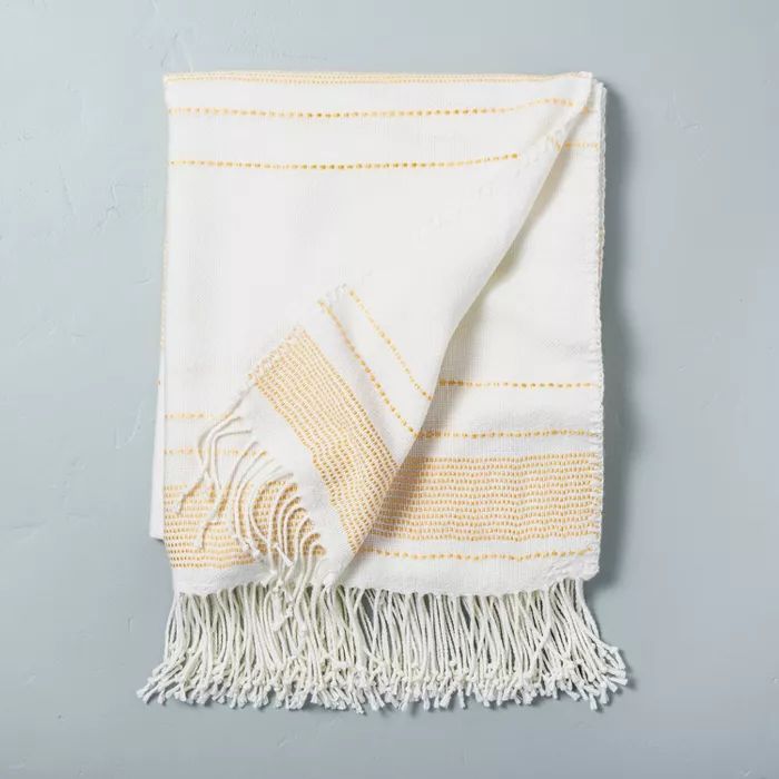 Multistripe Fringe Throw Blanket Yellow/Sour Cream - Hearth & Hand™ with Magnolia | Target