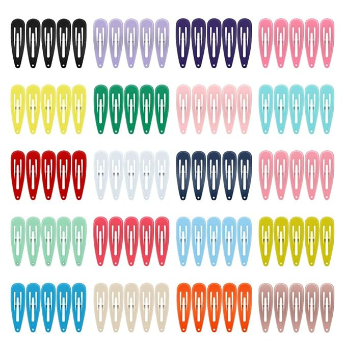 Hair Clips, ECADY (100-Pack 20 Colors) Non-Slip Snap Barrettes for Girls, Women, Kids - 2 Inch | Amazon (US)