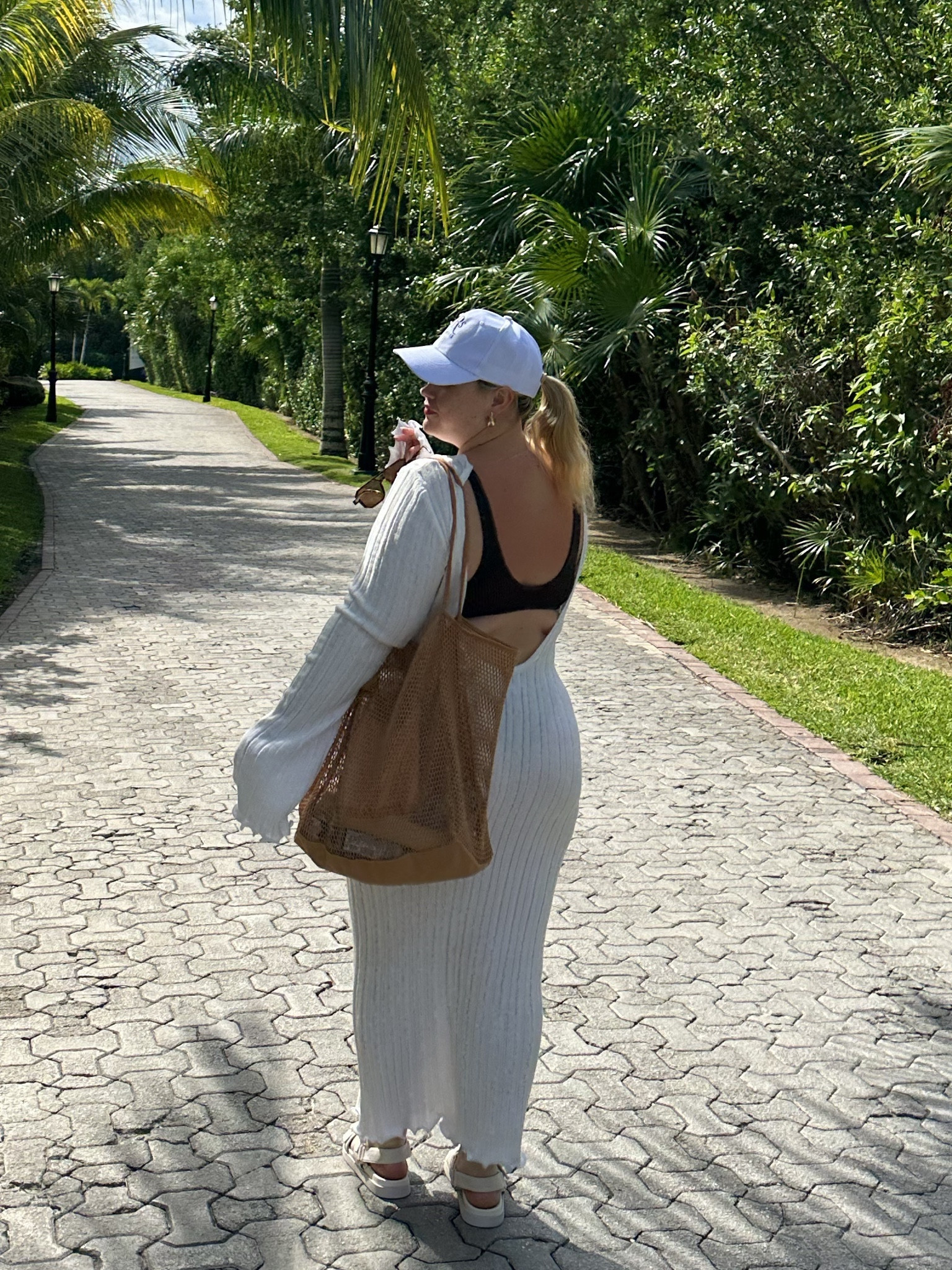 Honeymoon pool ootd❤️ wearing an XL in this dress! I wore it as a beach cover up but will def be wearing it again as a normal like going out dress! So stretchy & comfortable. Been also living in these cute strappy sandals our entire trip! The perfect vacation shoe 

#LTKtravel #LTKswim #LTKplussize