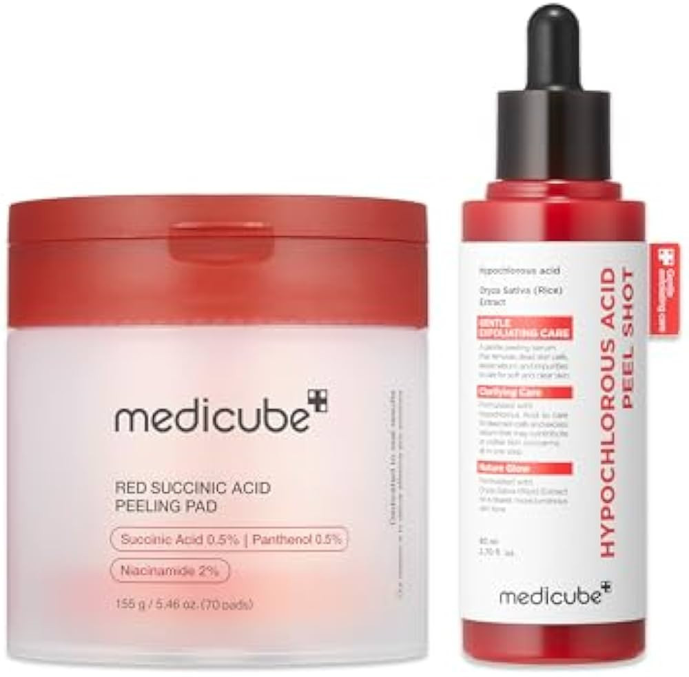 medicube Peel & Swipe Duo: Hypochlorous Acid Rice Peel Shot and Red Succinic Pad for Smooth, Clea... | Amazon (US)
