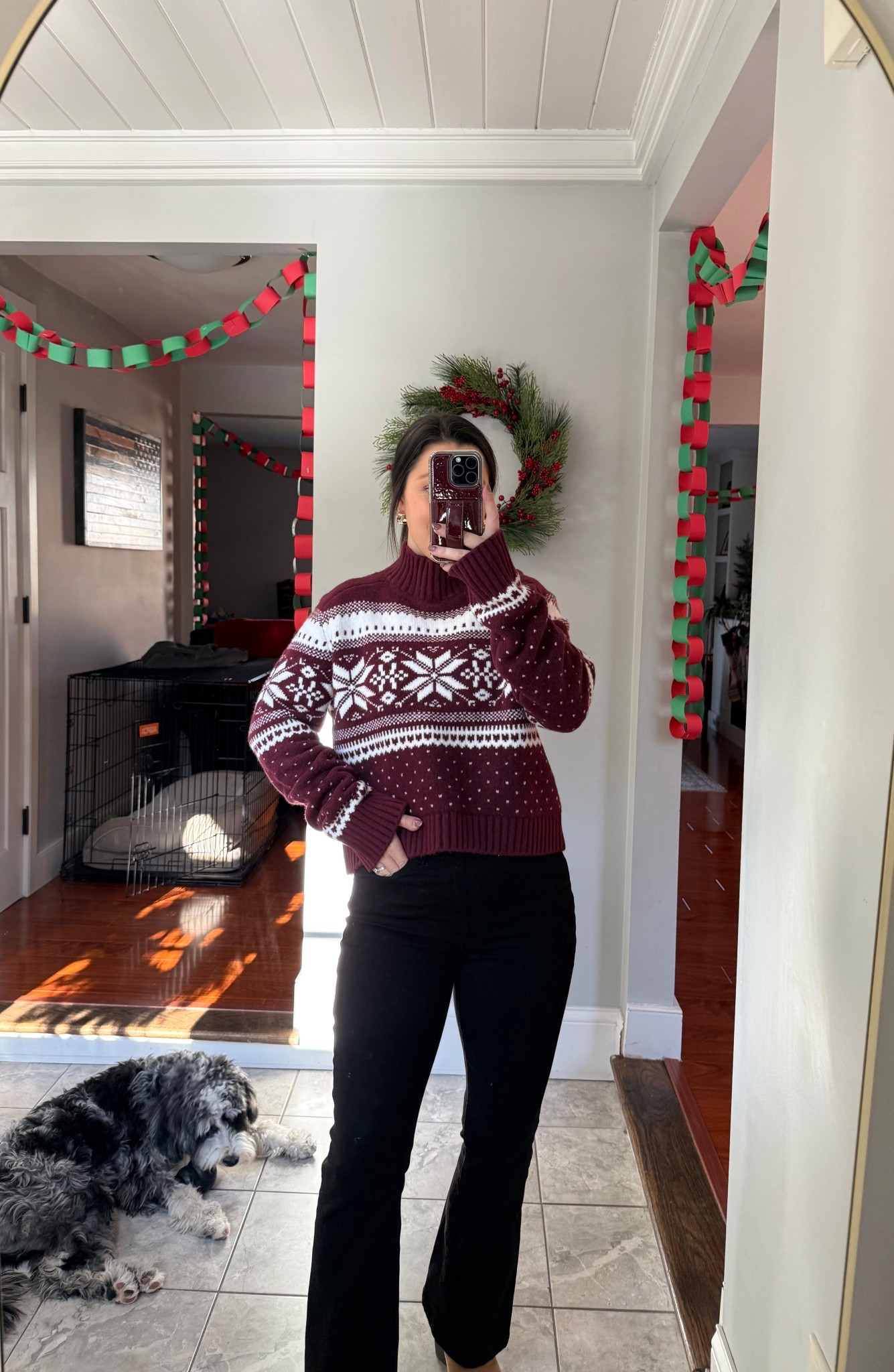 Size xs fairisle sweater, 2 jeans (hemmed - I’m 5ft) 

Winter outfits, winter sweaters, fair isle, burgundy, casual outfit, mom outfits, petite, black jeans, bootcut jeans 

#LTKPetite #LTKootd #LTKSeasonal