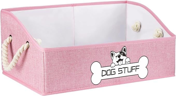 Dog Toy Box, Large Dog Toys Storage with Handle, Fabric Trapezoid Dog Toy Bin, Collapsible Basket... | Amazon (US)
