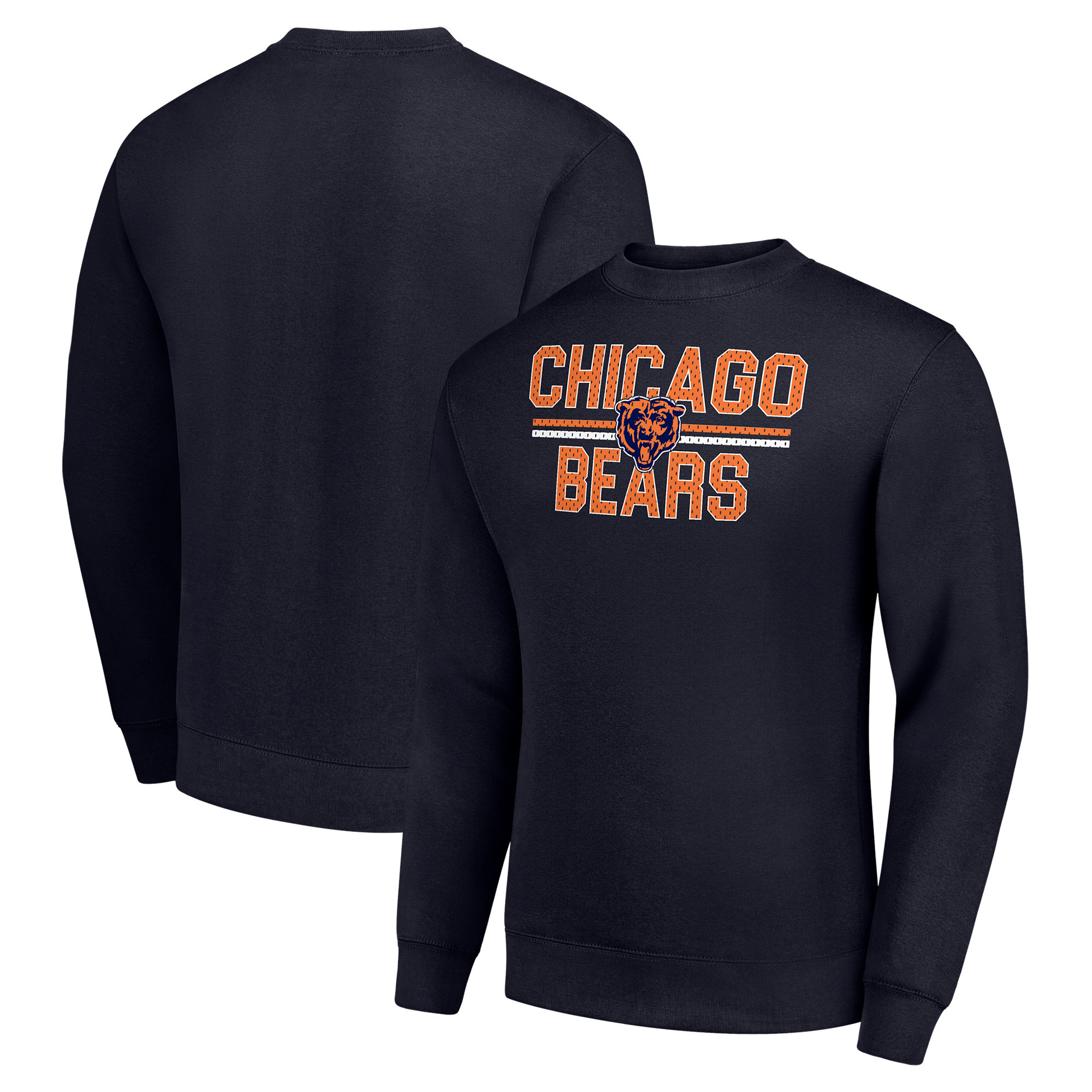 Men's Starter Navy Chicago Bears Team Mesh Print Graphic Pullover Sweatshirt | Fanatics