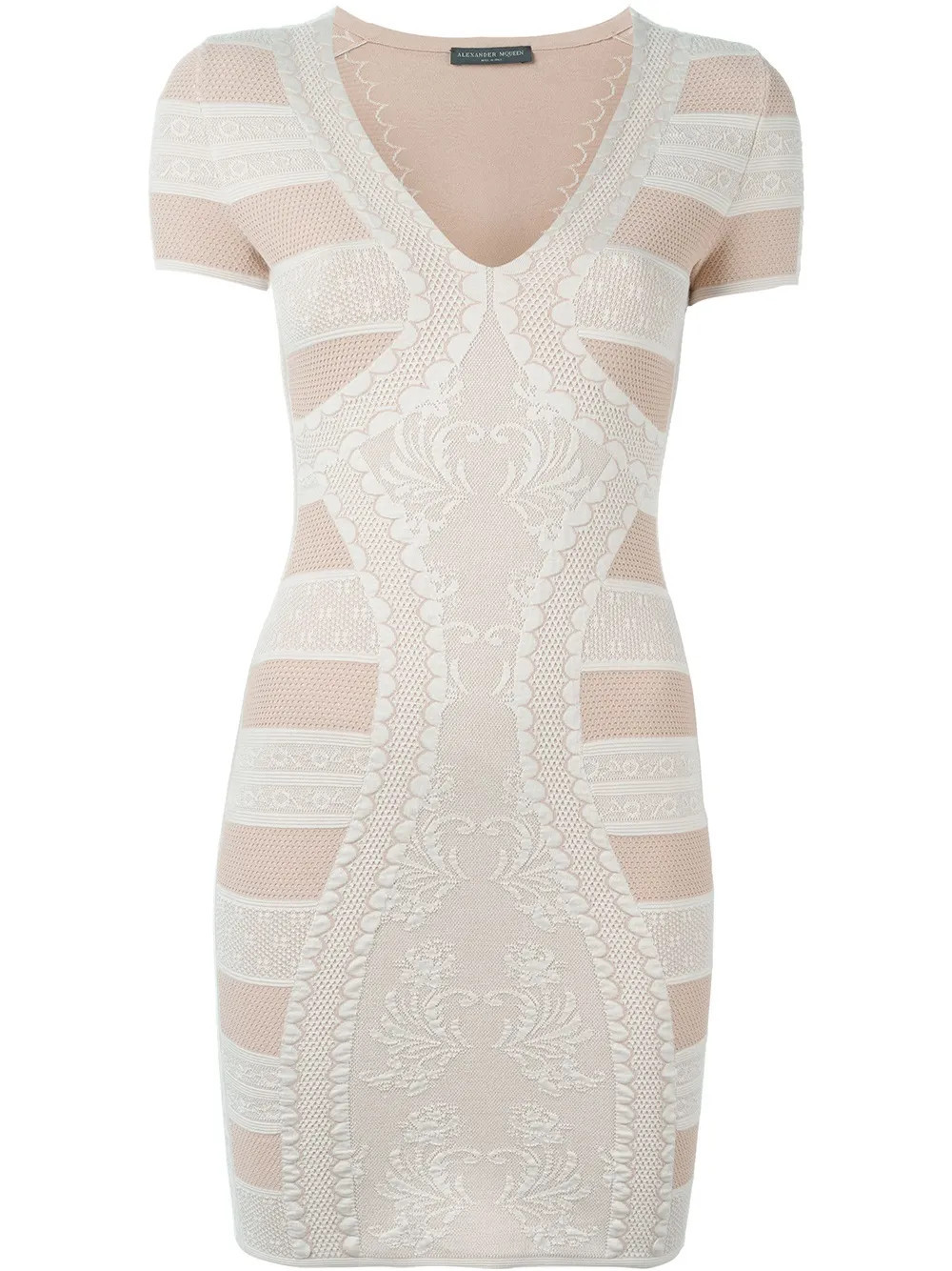 Alexander McQueen Victorian lace knit mini dress - Neutrals | Farfetch Global
