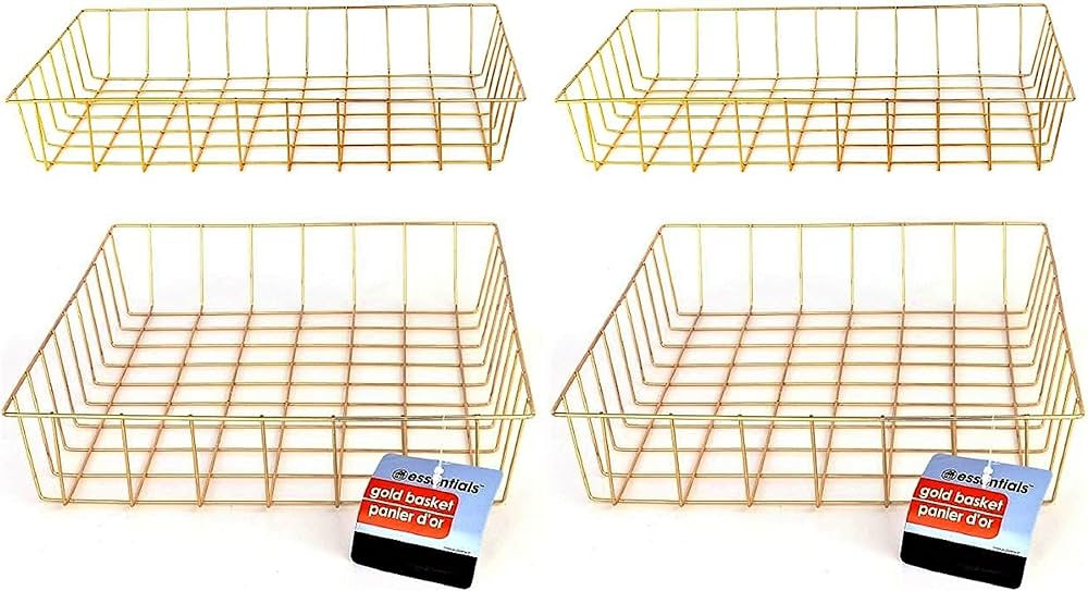 Gold Iron Wire Baskets and Trays, Round and Rectangular, 4-ct Sets (Tray) | Amazon (US)