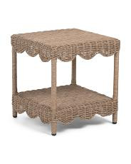 21x22 outdoor wicker scalloped accent table | TJ Maxx