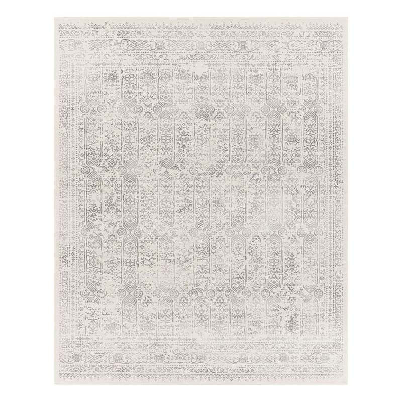 (D487) Roma Ivory & Grey Medallion Area Rug, 8x10 | At Home