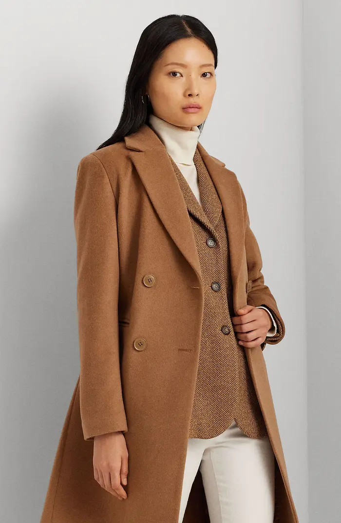 Lauren Ralph Lauren Double Breasted Wool Blend Reefer Coat | Nordstrom | Nordstrom