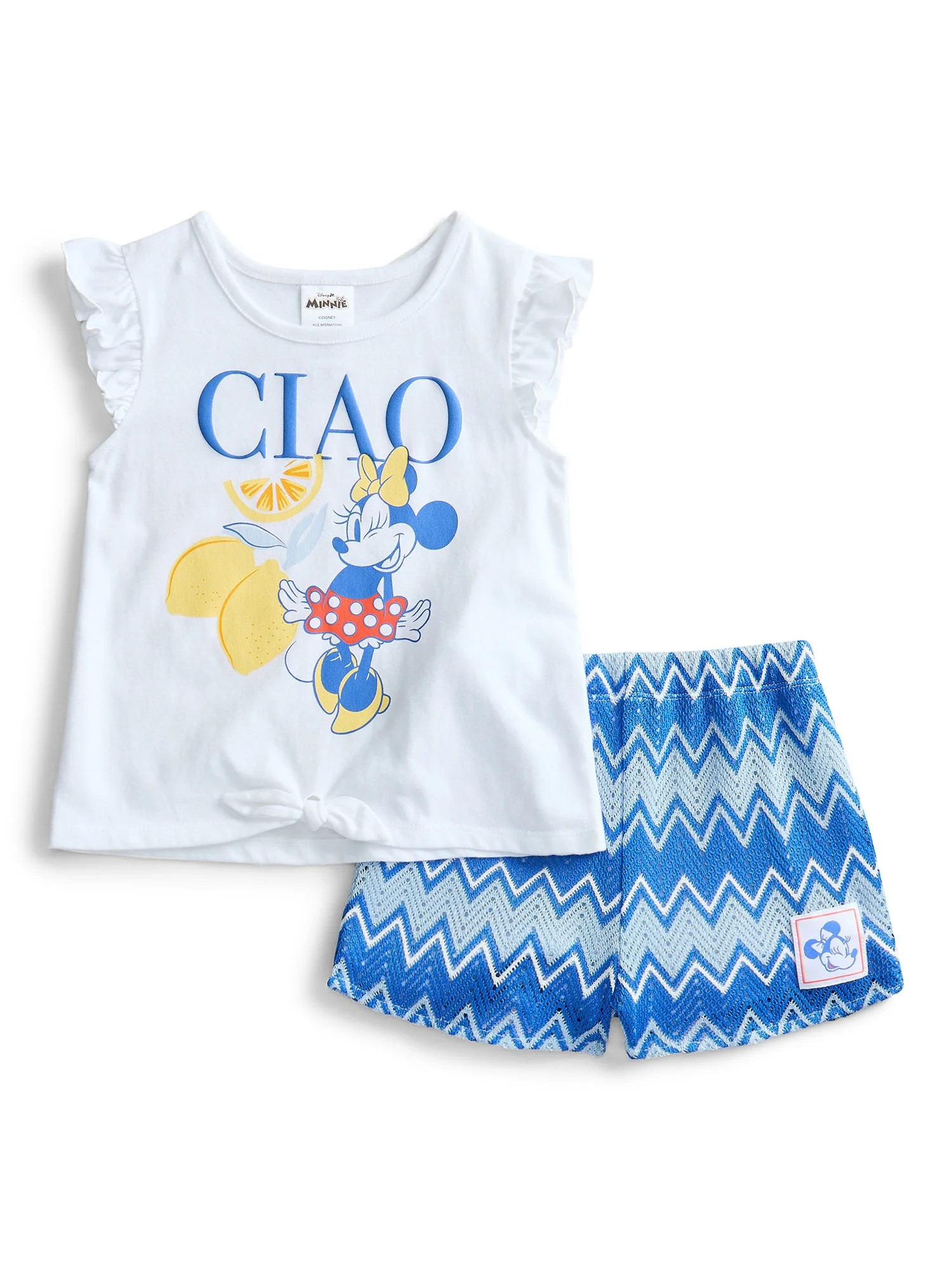 Minnie and Friends Toddler Girls Short Sleeve Tee and Crochet Shorts Set, 2-Piece, Sizes 12M-5T | Walmart (US)
