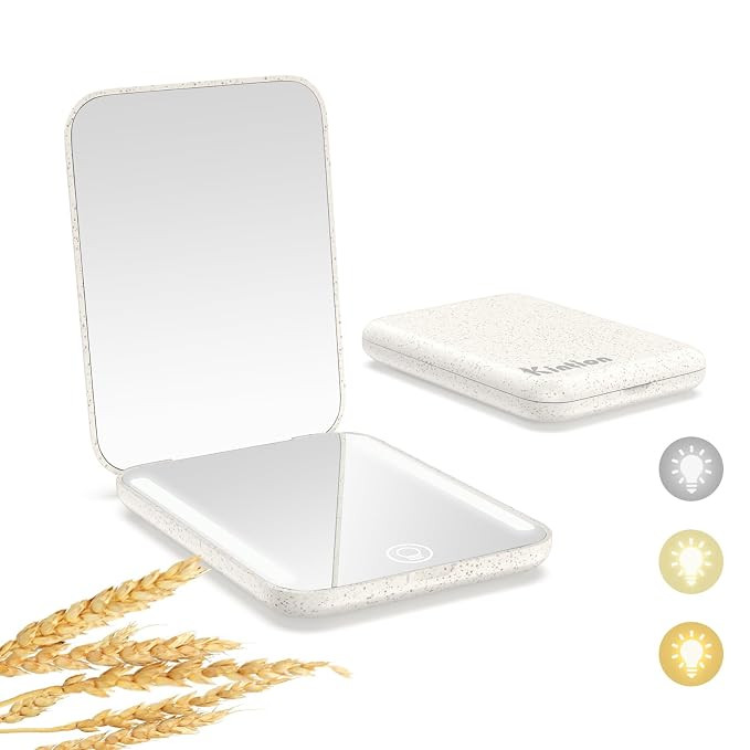 Kintion Rechargeable Pocket Mirror, 1X/3X Portable Compact Mirror | 3 Color Dimmable Lighting, Do... | Amazon (US)