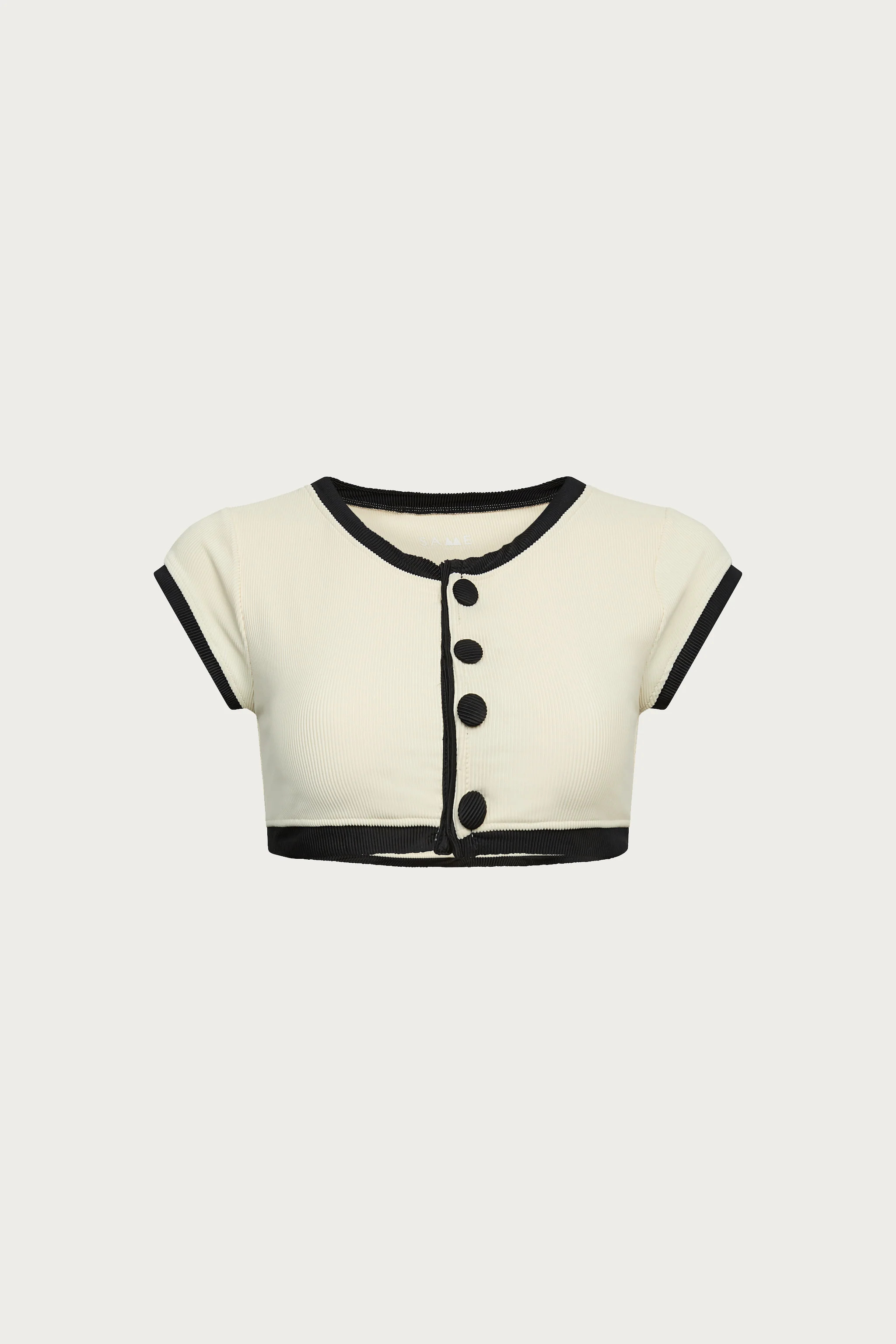 The Grace Top (Ribbed Cream/Black) | SAME