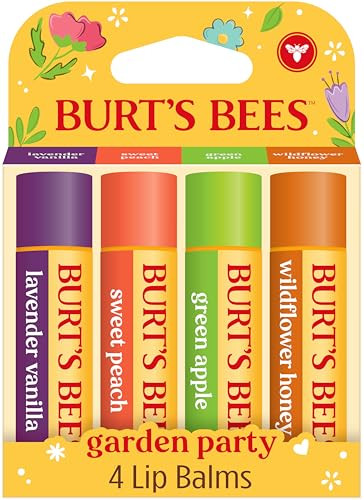 Burt's Bees Gifts Ideas - Garden Party Lip Balm Set, Lavender Vanilla, Sweet Peach, Green Apple, Wildflower Honey, With Responsibly Sourced Beeswax, Natural Origin Lip Treatment, 4 Tubes, 0.15 oz. | Amazon (US)