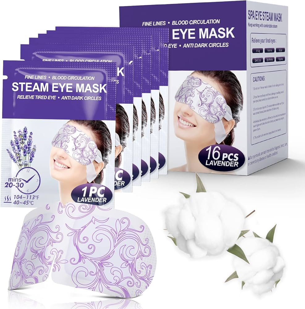16 Packs Steam Eye Masks for Dry Eyes, Lavender Heated Eye Mask, Relief Eyes Fatigue & Dark Circl... | Amazon (US)