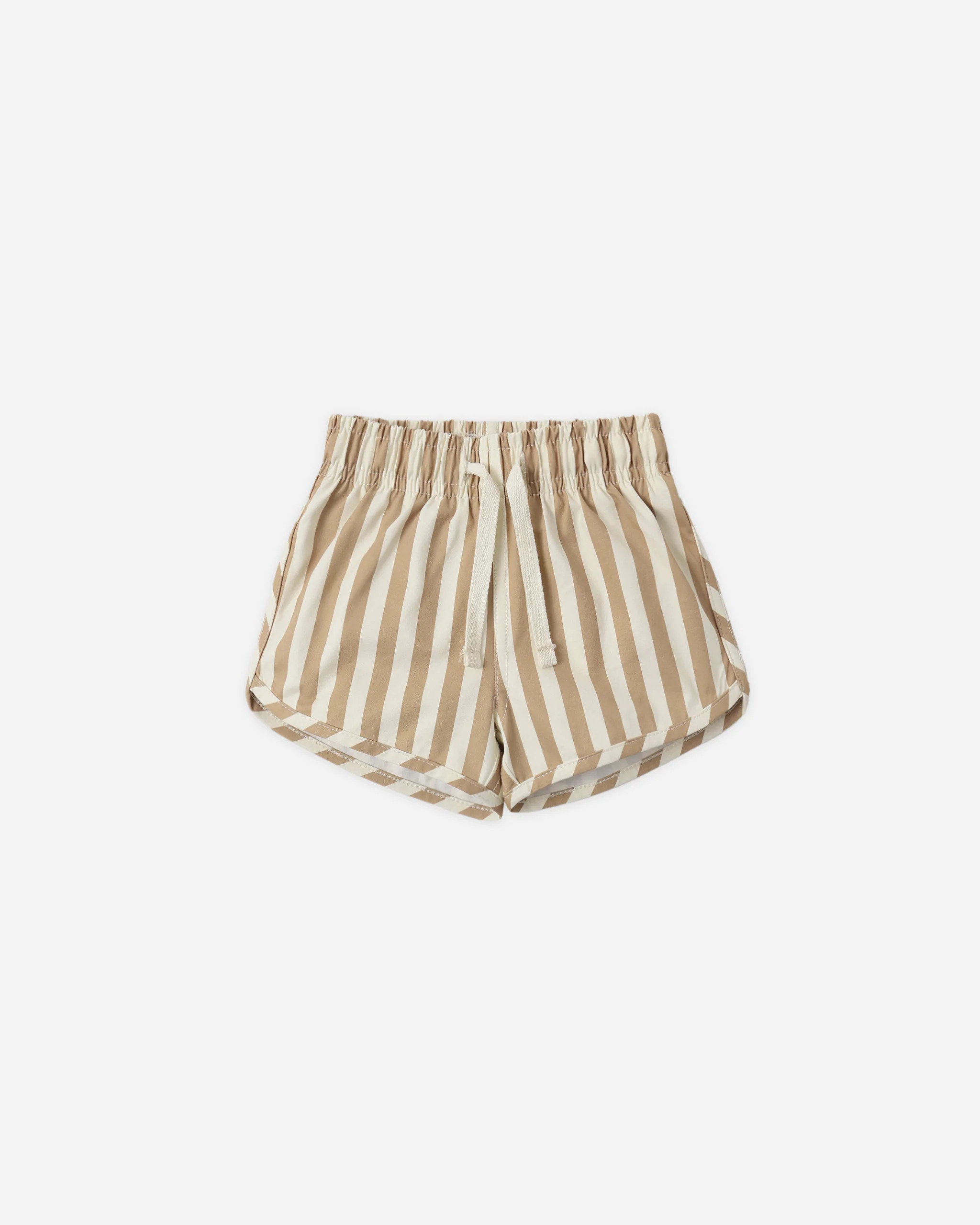 Boys Swim Short Retro Latte Stripe | Rylee + Cru