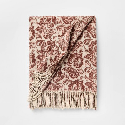 Block Print Jacquard Throw Blanket Burgundy - Threshold™ designed with Studio McGee | Target