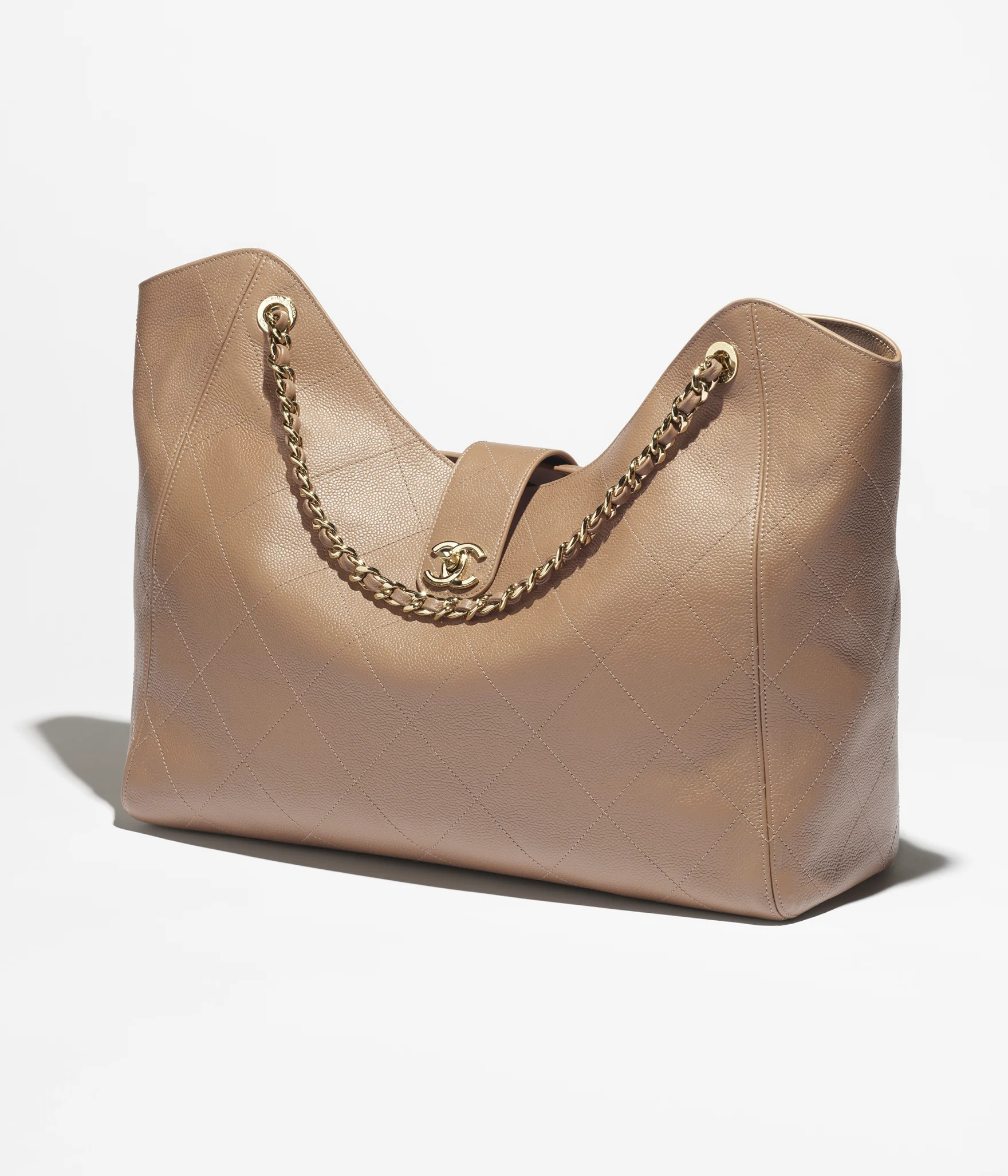 Maxi shopping bag, Grained calfskin & gold-tone metal, brown — Fashion | CHANEL | Chanel, Inc. (US)
