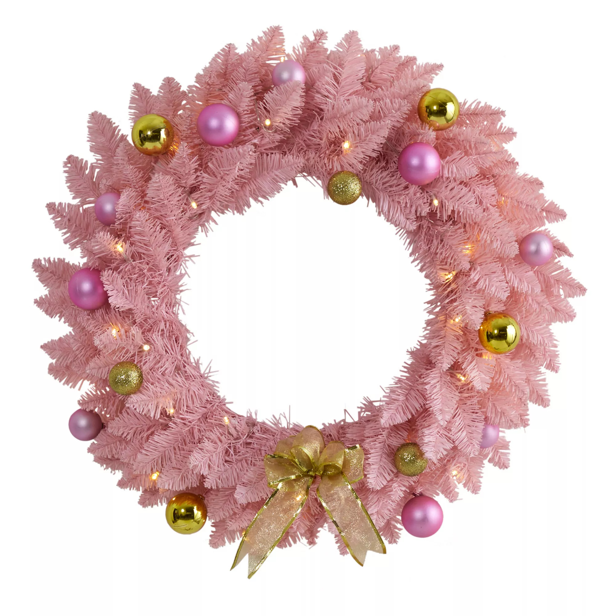 nearly natural Pink LED Artificial Christmas Wreath | Kohl's
