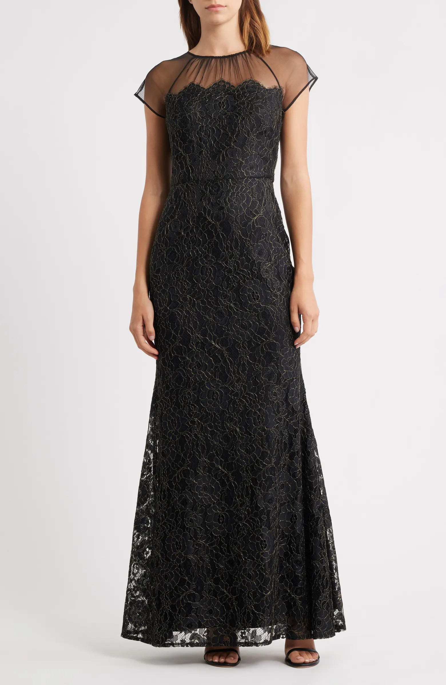 Metallic Floral Embroidery Gown | Nordstrom
